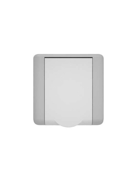 Prise SQUARE Bicolore Gris Métallisé Clair Brillant avec volet Blanc