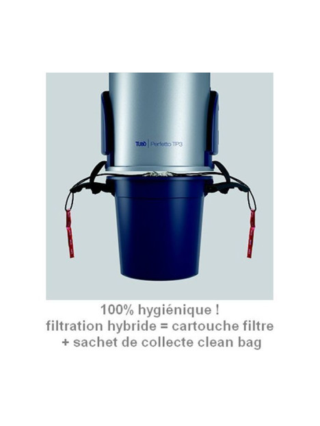 Clean bag sur la centrale TP4 filtration hybride + flexible 9M variateur + set Confort