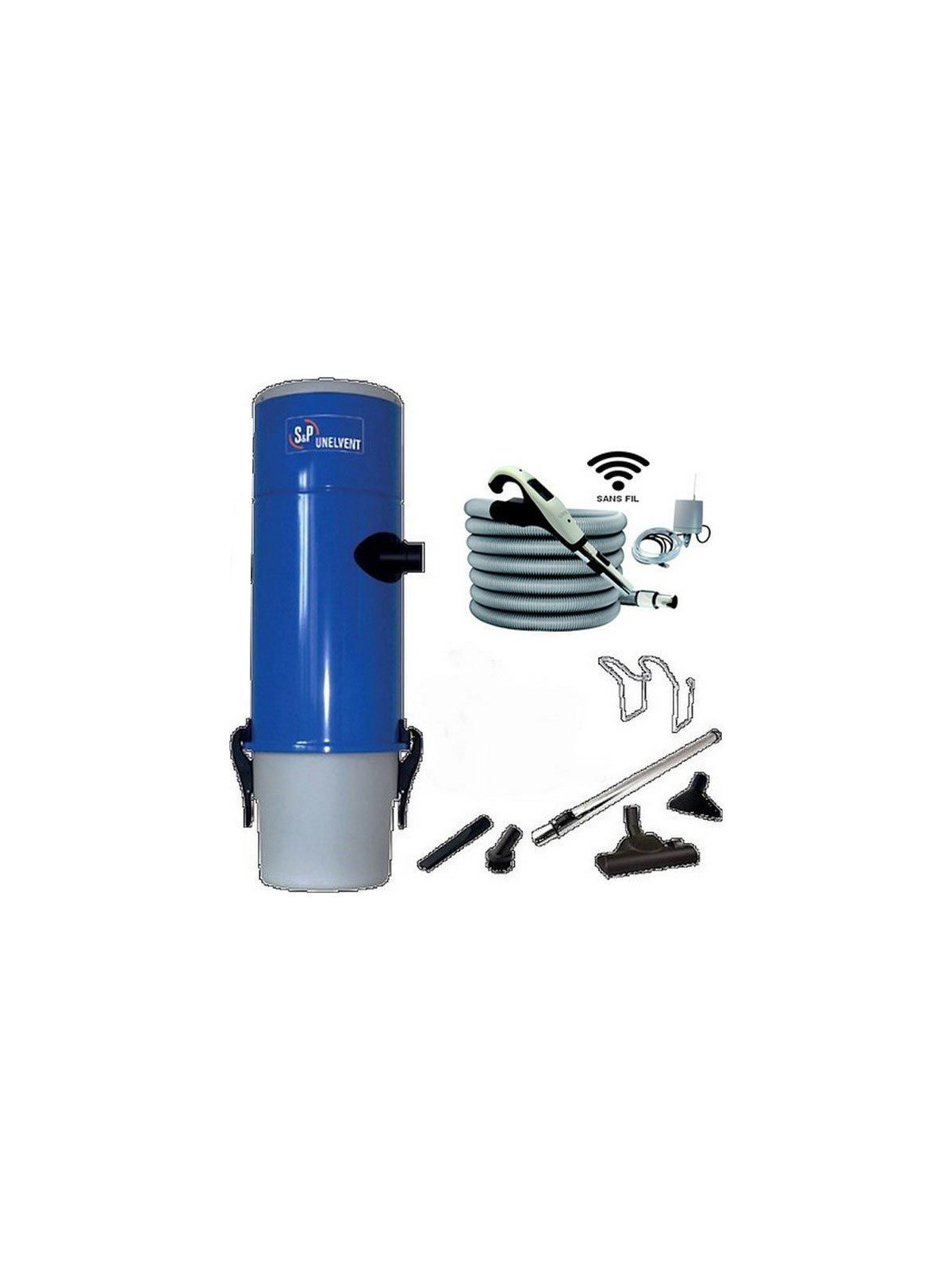 Kit aspirateur centralisé SAPHIR 250 SAC S&P Unelvent sans fil avec commande RADIO 