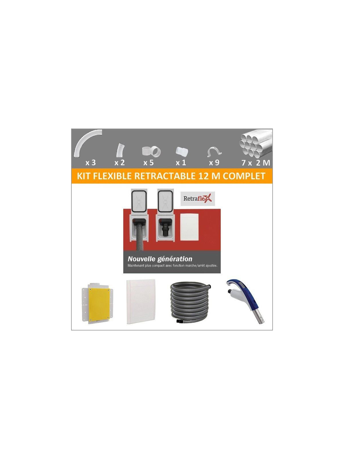 Kit flexible rétractable 12 M complet avec prise Retraflex