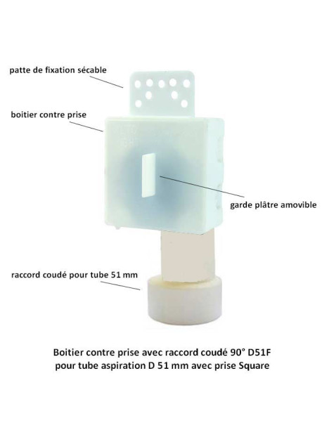 Contre prise aspiration carrée avec raccord coudé D51 Tubo Aertecnica PA060