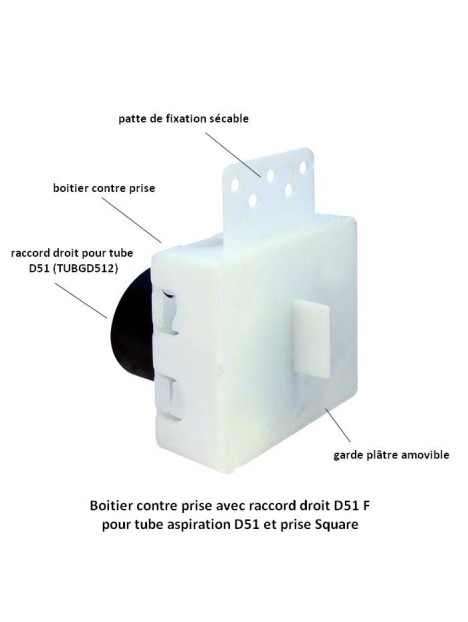 Contre prise aspiration carrée avec raccord droit D51 Tubo Aertecnica PA0612