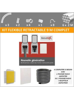 Kit flexible rétractable 9 M Retraflex avec prise, sans la poignée