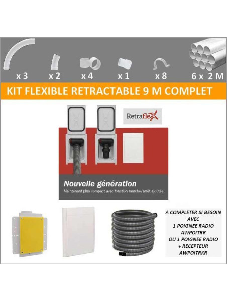 Kit flexible rétractable 9 M Retraflex avec prise
