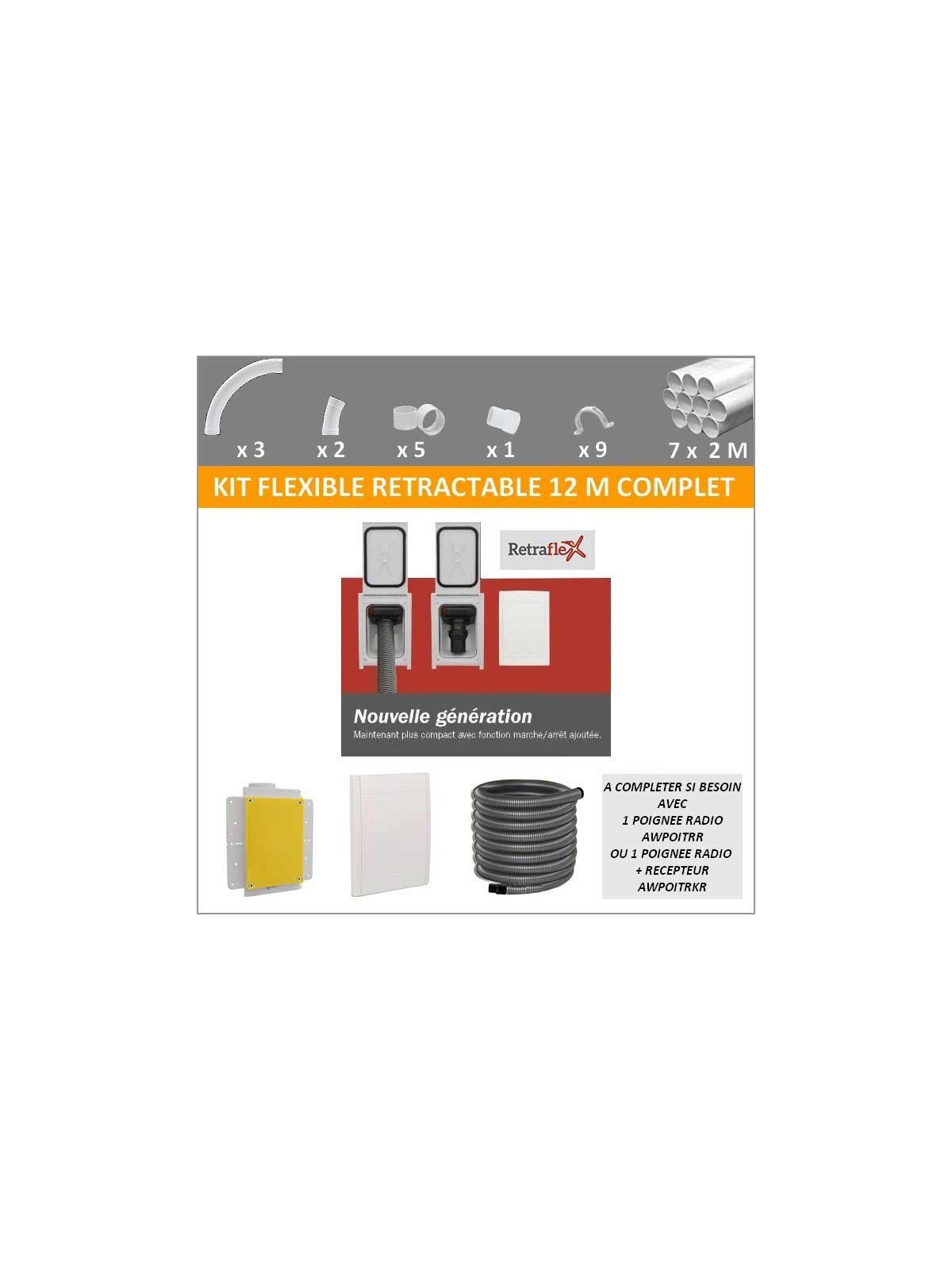 Kit flexible rétractable 12 M Retraflex avec prise - sans poignée