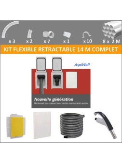 Kit tuyau rétractable 14 M complet Aspiwall pour aspiration centralisée