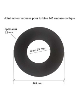 Joint moteur aspirateur central - turbine D145 conique - mousse 12 mm