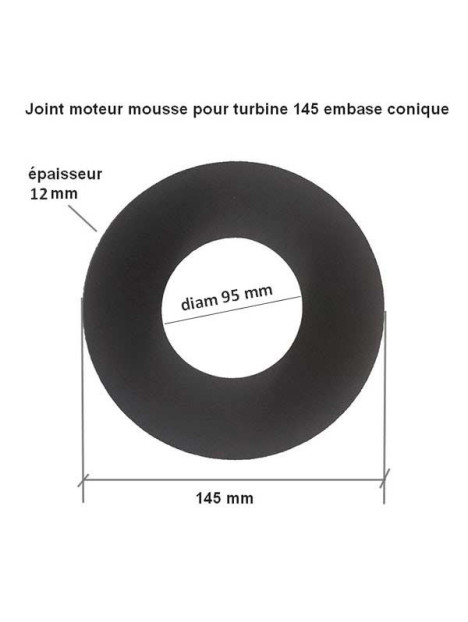 Joint moteur aspirateur central - turbine D145 conique - mousse 12 mm