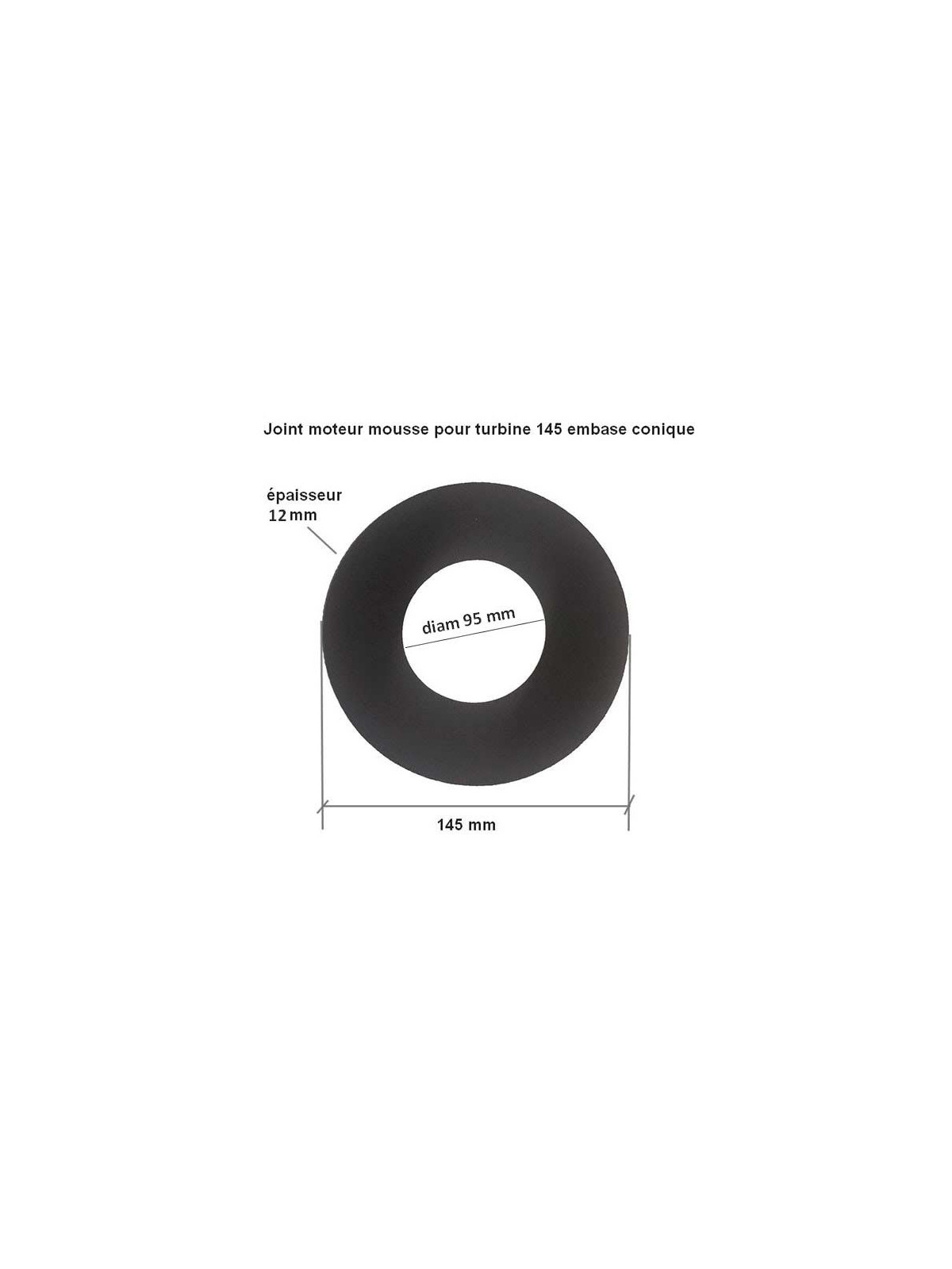 Joint moteur aspirateur central - turbine D145 conique - mousse 12 mm