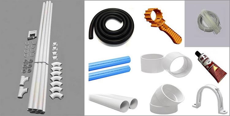 Tuyauterie, tubes et accessoires PVC d'aspiration centralisée